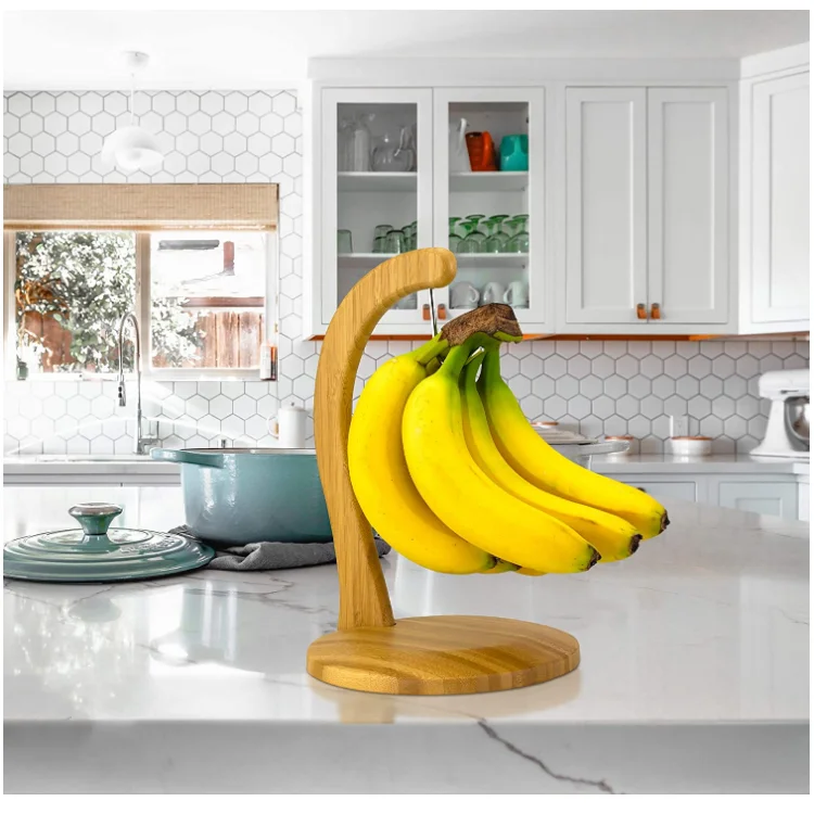 Custom banana holder bamboo multipurpose fruit basket with banana holder