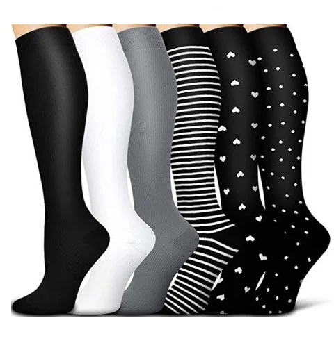 Unisex Compressed Pressure Athletic Socks 15-20 MmHg Graduated Golfs Tube Outdoor Socks Knee High Sport Nurse Compression Socks