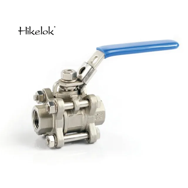 Hikelok high pressure 1000 psi stainless steel  1/8' to 1' NPT BSP 3- piece ball valve lockable ball valve