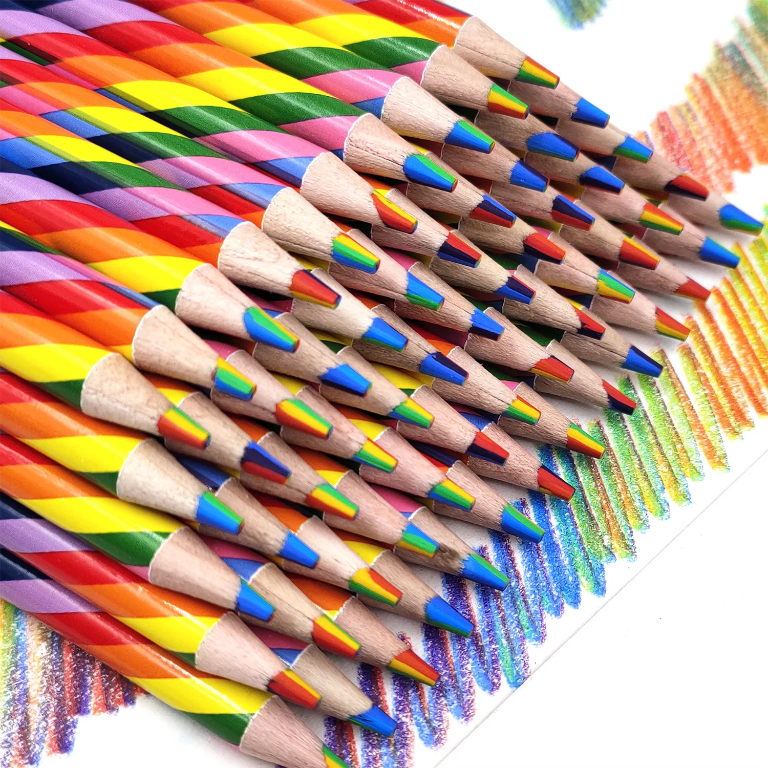 BESTLINE Wooden Multi-color rainbow Pencils Environmentally Friendly Pen Mixed Color Lead Multi Magic Wood Drawing Pencil