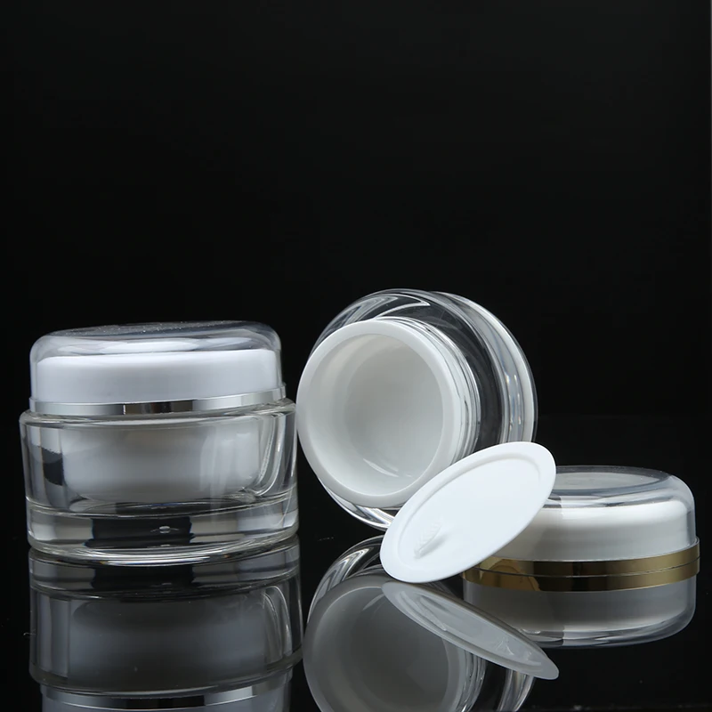 STOCK hot selling 5g 10g 15g 30g 50g empty acrylic PMMA cream Jar Plastic makeup Cosmetic Containers