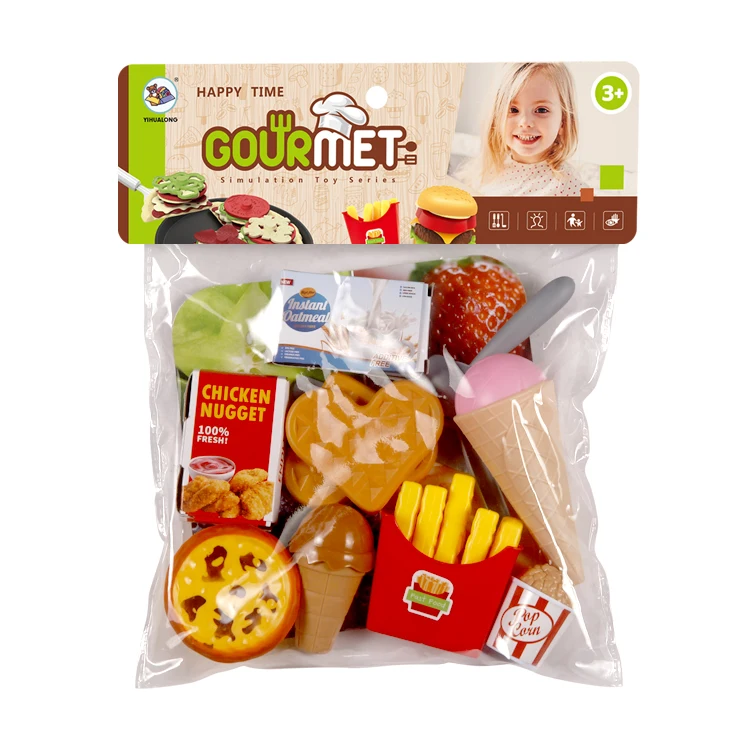 Parents and kids interactive game pretend play kitchen food toy set children simulation fast food toy