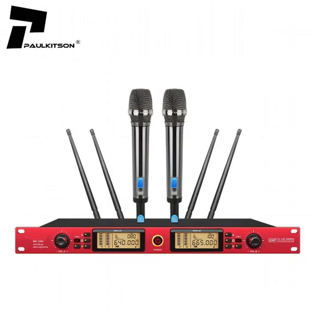 MK1000 UHF Wireless Microphone System High End Professional 2 Handheld Mic Wireless Microphone