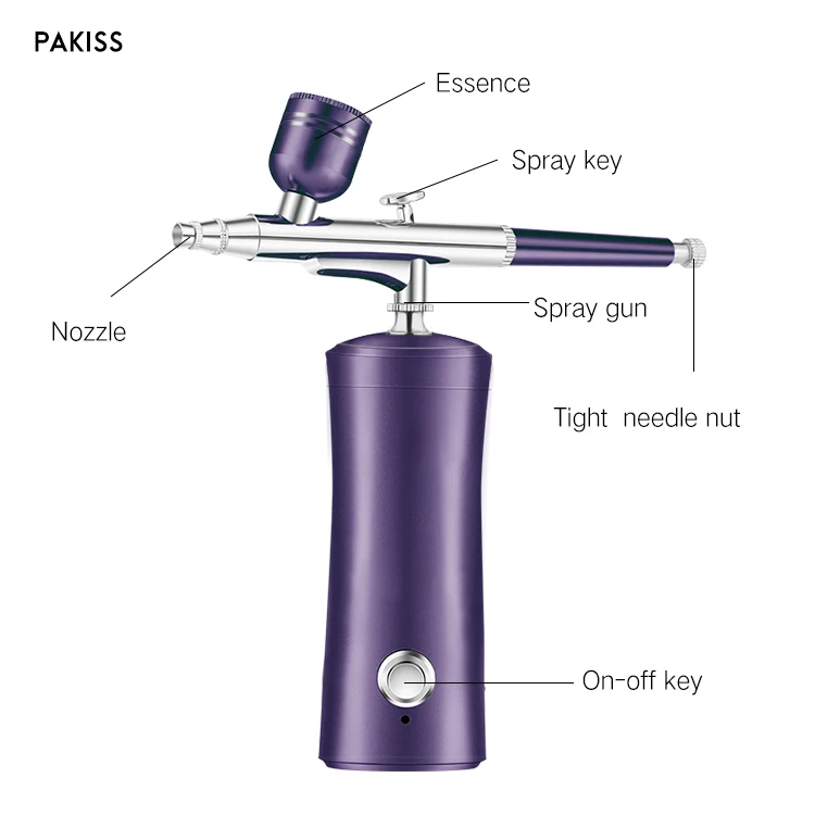 Pakiss Factory direct sales professional hand held oxygen small bubble face sprayer Airbrush Oxygen Injection