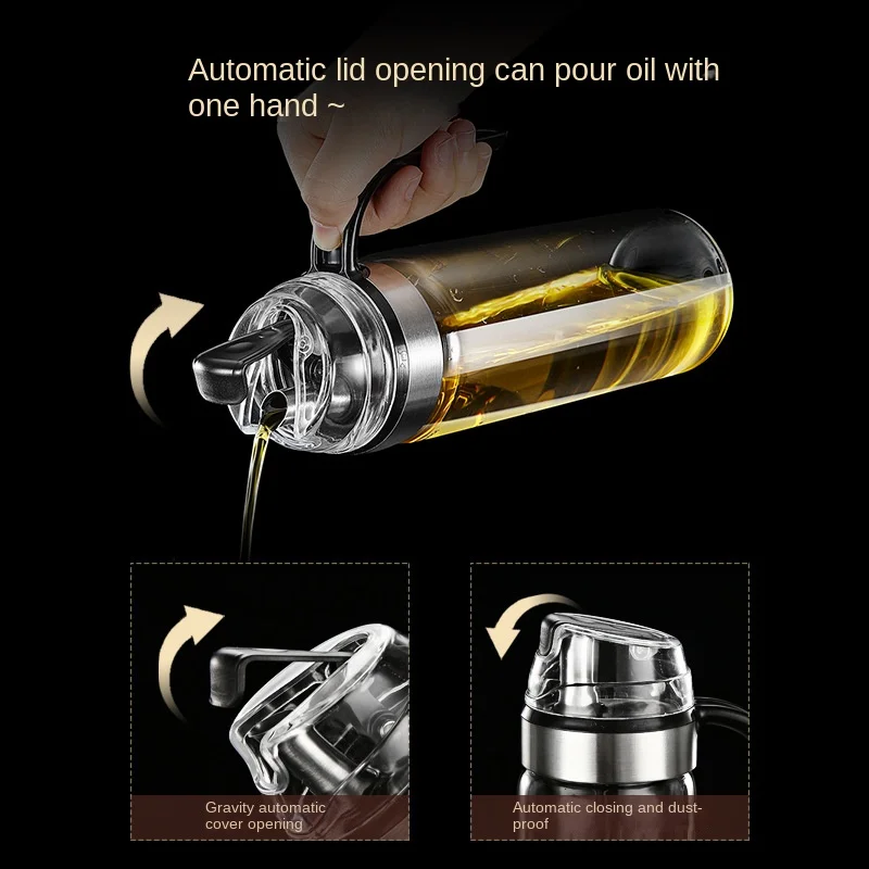 Pinmoo 500ml High Borosilicate Glass Measuring Kitchen Dispenser Bottle Glass Cooking Oil Vinegar Bottle