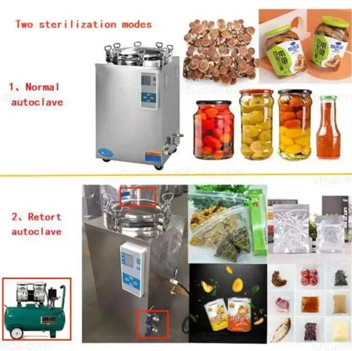 100 Liter 1150L Industrial Steam Sterilizer Vertical Autoclave Price For Mushroom Substrate Bag Retort Machine