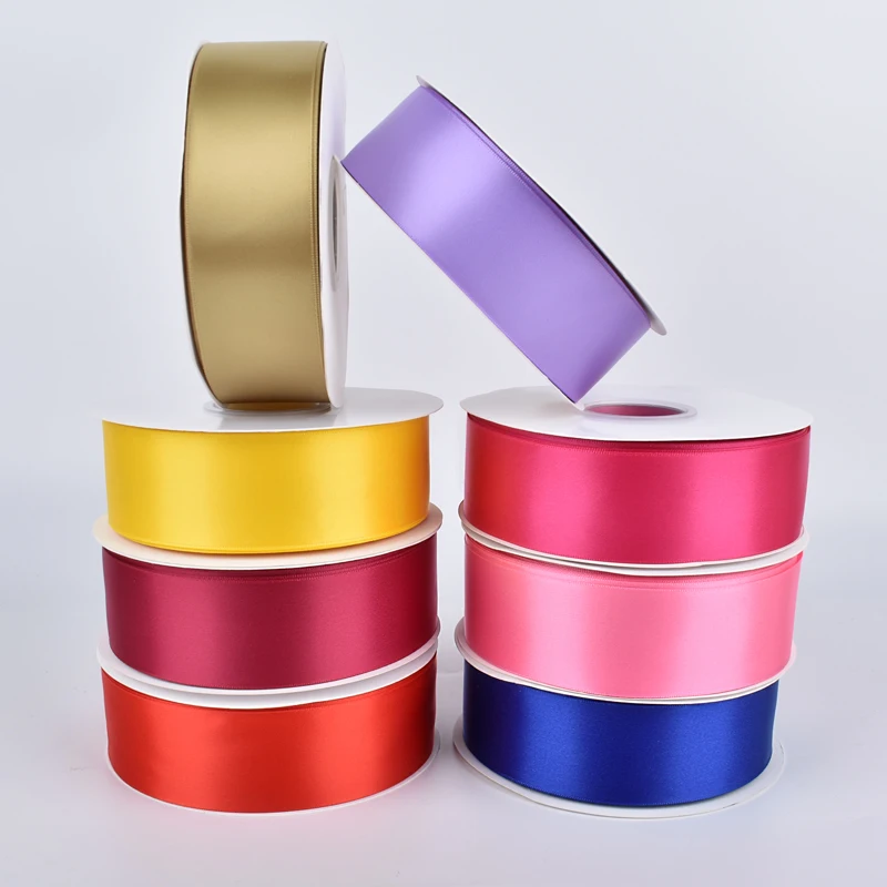 Wholesale Eternal Roses Bouquet  Red Gold Satin ribbon Roll Solid 1.5 inch 100 yards 4 cm Satin Ribbons for Ribbon Roses Flowers