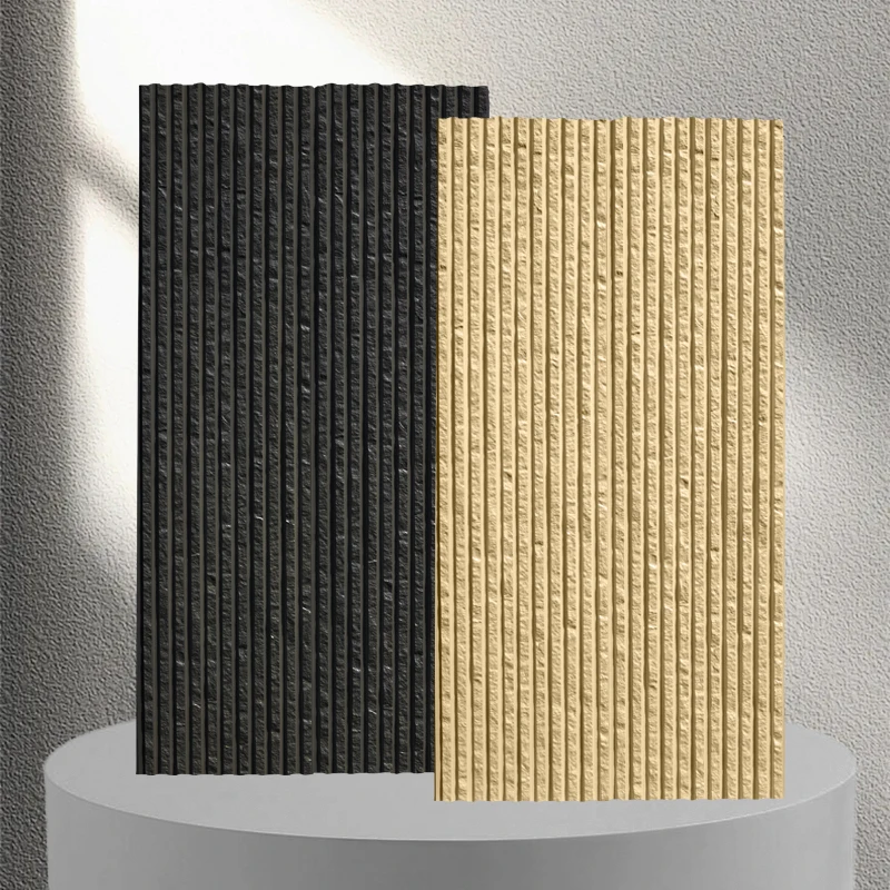 Hight quality Faux Artificial big slab  PU fluted square grille stone Polyurethane foam wall panel building materials