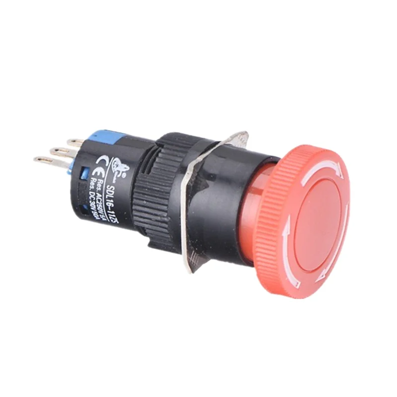 XDL16-22ZS 2NO 2NC Self-locking Red Mushroom Emergency Stop Switch AC 250V 16mm