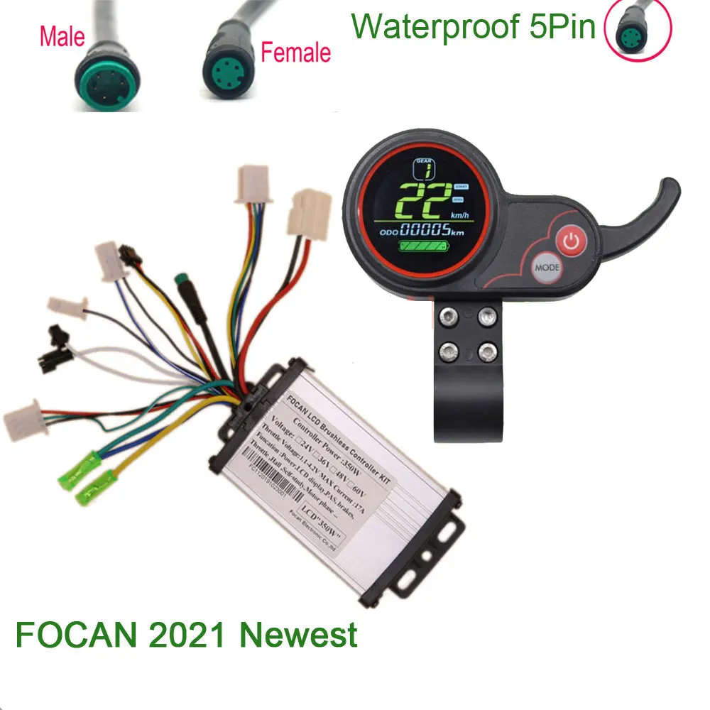  Focan 24V/36V/48V 60V 250/350W бесщеточный Электрический скутер контроллер для е-байка с бесщеточным двигателем Скорость водителя и LH-100 дроссельной заслонки