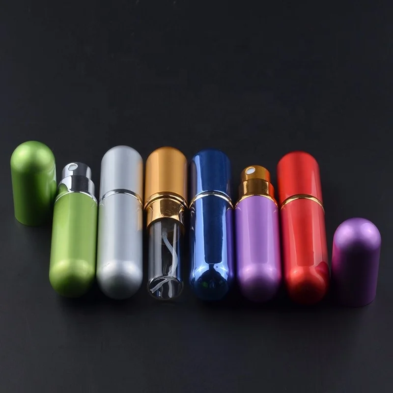 MUB wholesale travel mini perfume atomizer empty 5ml refillable pocket sized aluminum perfume spray bottle