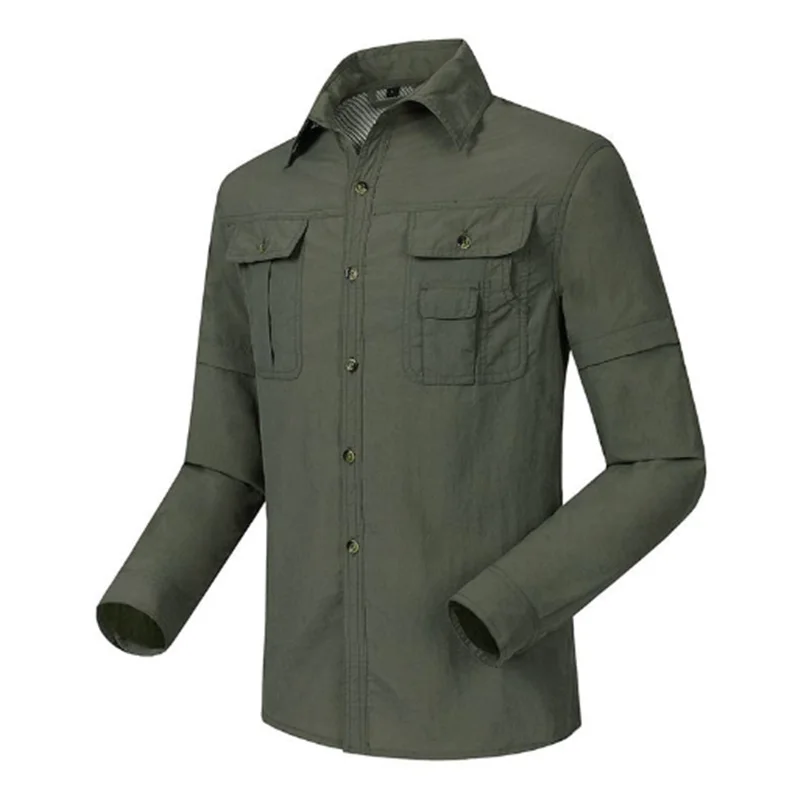 Custom Button down collared fishing shirts Long Sleeve Polyester quick dry shirts UV Protection men Fishing Shirt for men