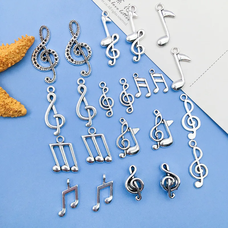 100pcs Alloy Multistyle Musical Instrument Notes Symbols Pendant Connector Music Elements Charm