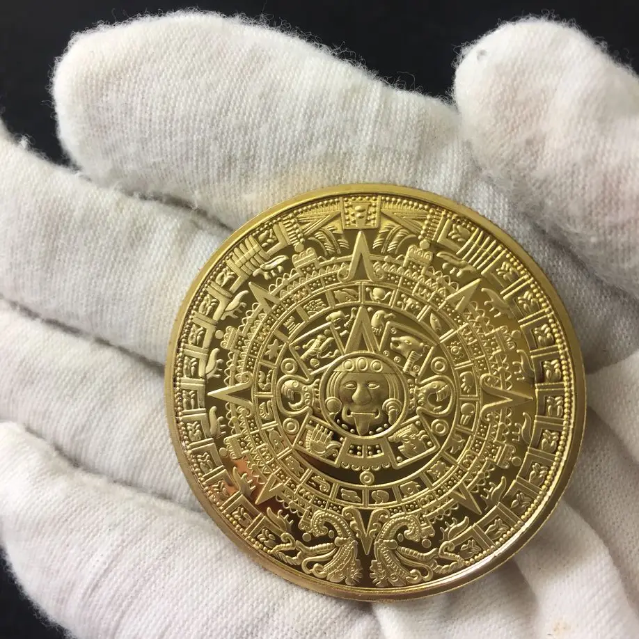 High Quality The Mayan Long-Count Calendar Dec.21 2012 Gold Planted Coin Commemorative Coins