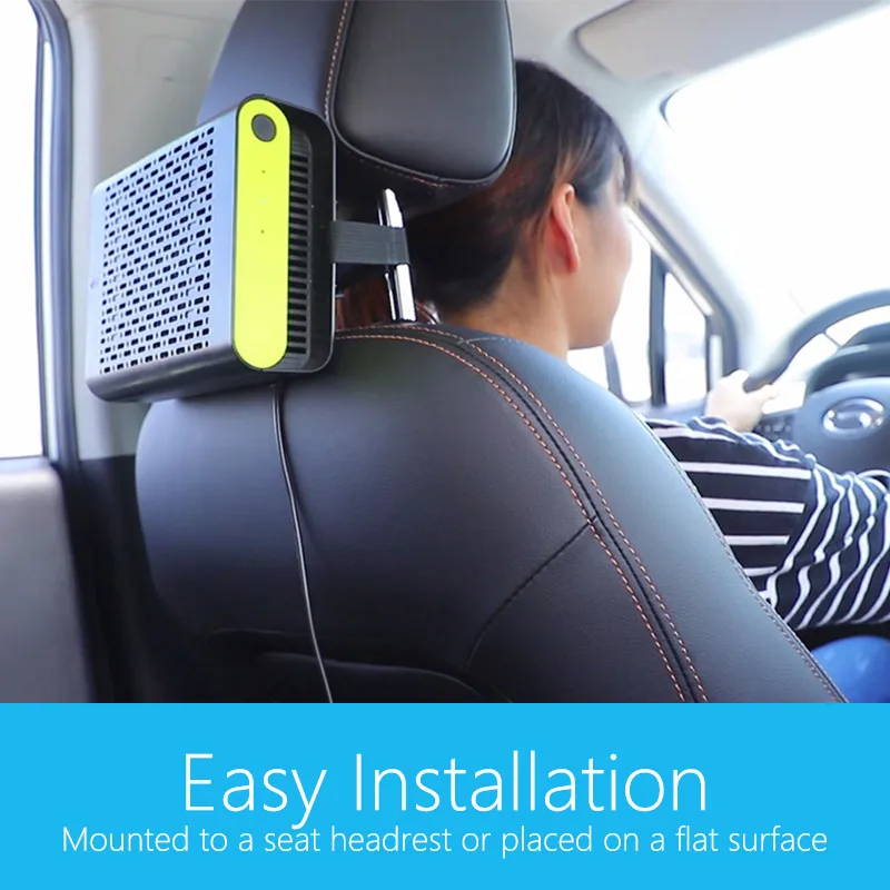 New Design Best Multi in 1 Smart Dual Ion Outputs Car Air Purifier HEPA Filter Activated Carbon RV Auto Air Cleaner