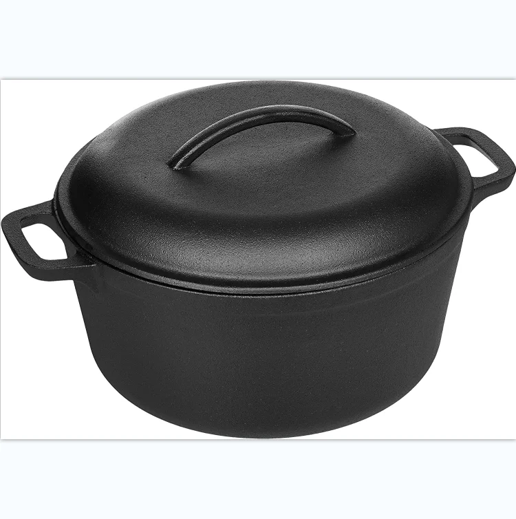 Pre-Seasoned Cast Iron Dutch Oven Pot with Lid and Dual Handles