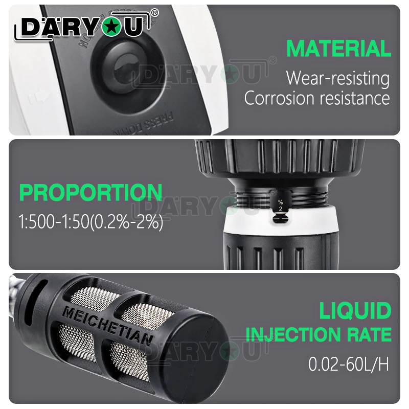 0.2-60L/h Super Flux Water driven Automatic Fertigation Dispenser Doser Hydroponic Chemical Fertilizer Injector Dosing Pump