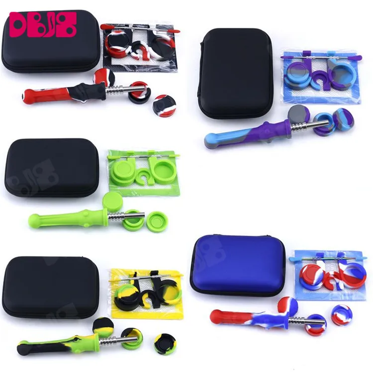 Gift Box Titanium nails Wax Smoke Collector Sleek Set Smoking Accessories Kits Honey Straw Oil Rig Smoking Pipes