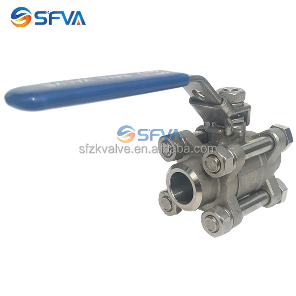 3pc CF8 CF8M ss304 ss316 stainless steel butt weld ball valve