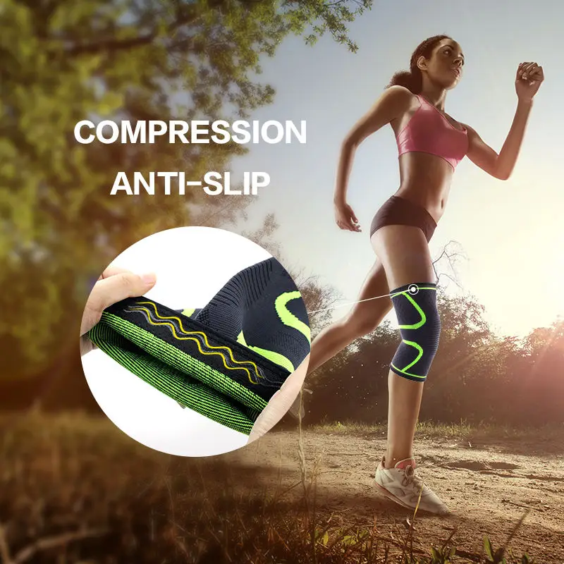 High Quality Custom Knee Brace Wrap Around For Sports Non-Slip Elastic Compression Weightlifting Support Knee Sleeve Brace