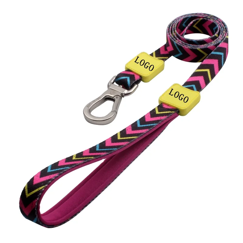 Pet accessories eco friendly designer pet dog lead hooks personalized luxury custom print padded handle soft neoprene dog leash