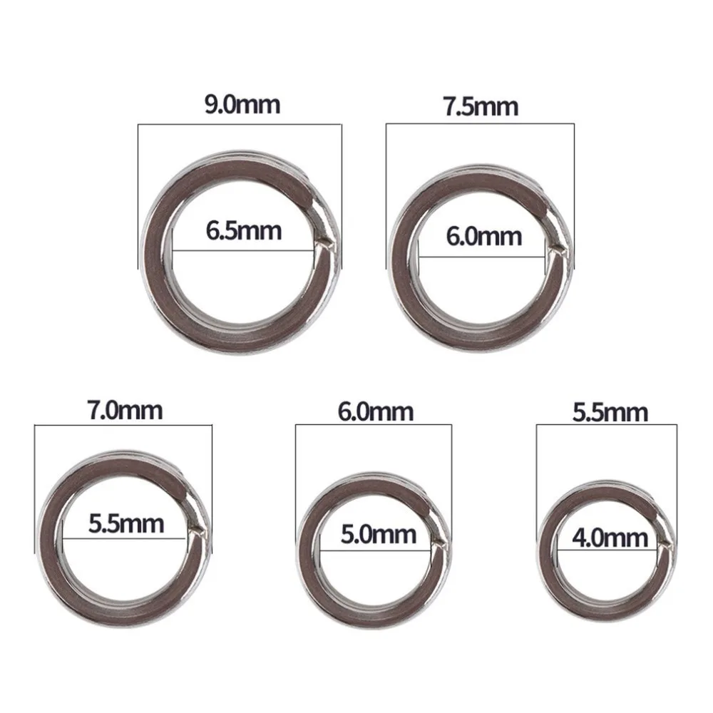 High Quality Stainless Steel Split Ring For Fishing Durable Flat Split Ring Multi Sizes 1000pcs Split Ring Tool