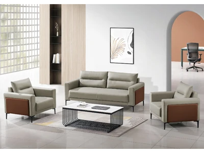 Chinese Style Office Sofa Modern Simple Leisure Sofa Living Room Sofa 1+1+3 Set Coffee Table Combination