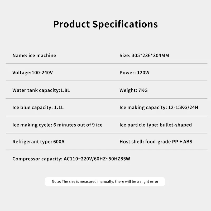 Hot Selling OEM/ODM 1.8L Big Capacity Energy Saving 12-15Kg/Day Ice Maker for Household