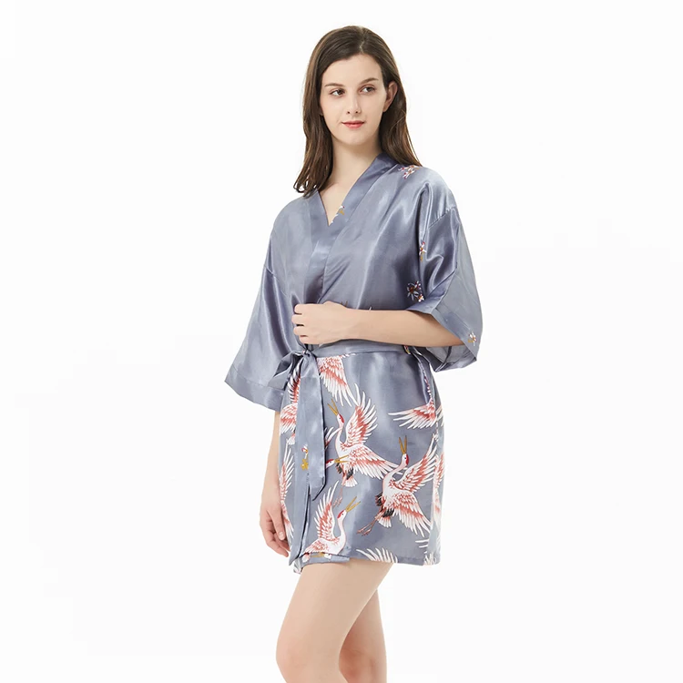 Custom the satin silk crane xia sleeves brides bridesmaid  robe