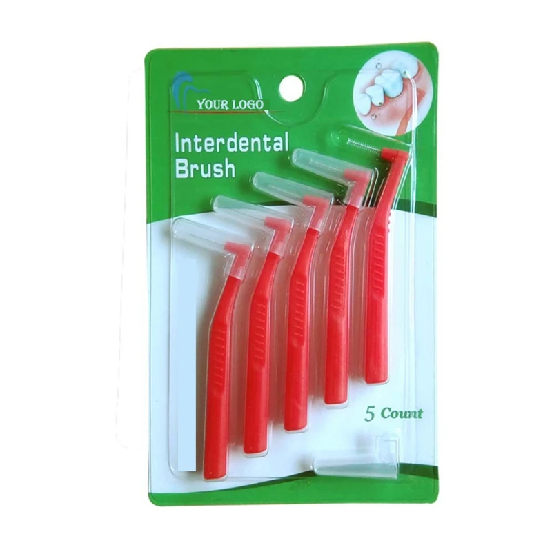 OEM Eco Friendly Biodegradable Nylon L Shape Interdental Brushes 4Pcs Pack