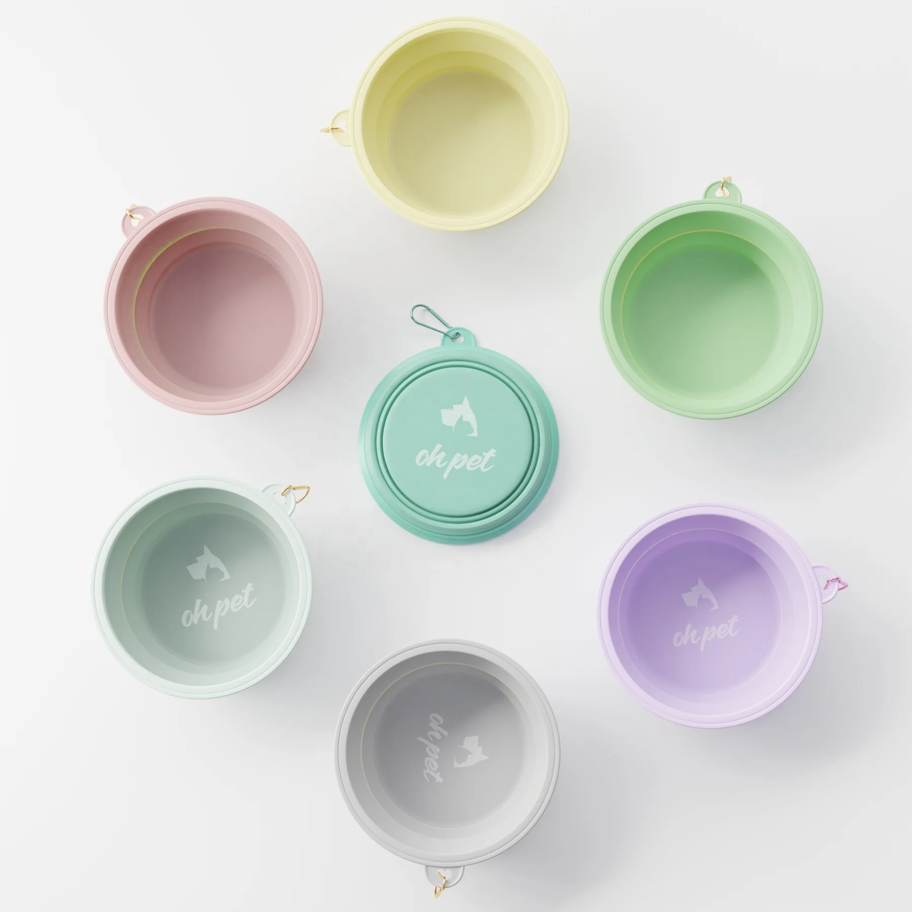 BPA- Free personalized Custom Travel Pet water feeding bowl Foldable Portable Folding Collapsible Food-Grade Silicone dog bowl