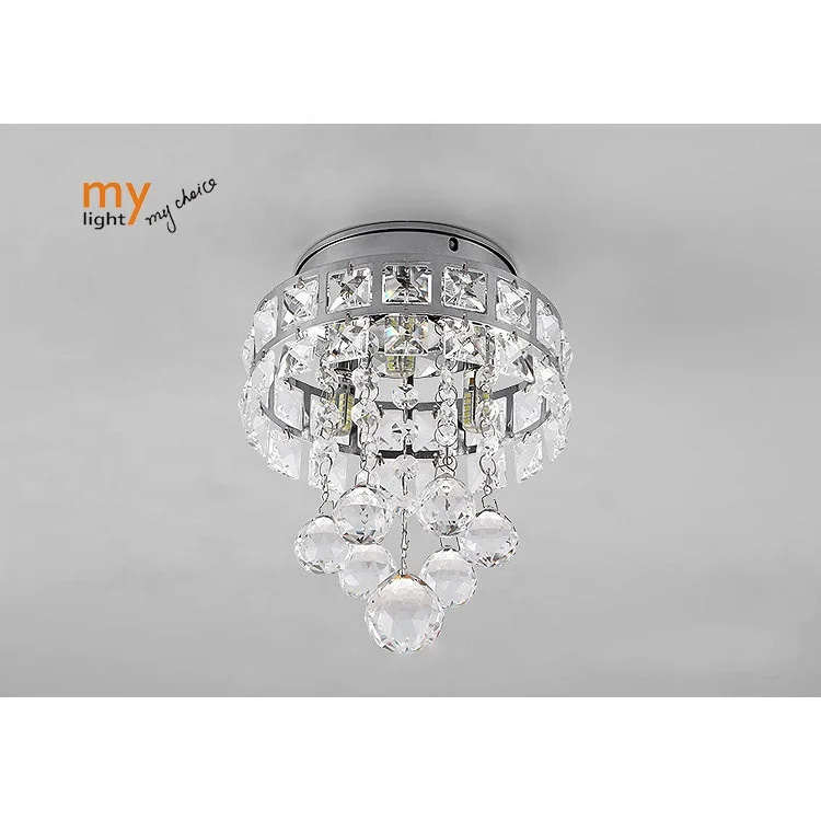 Modern Crystal Ceiling Led Lights Chrome With G4 Bulb Ceiling Light Crystal