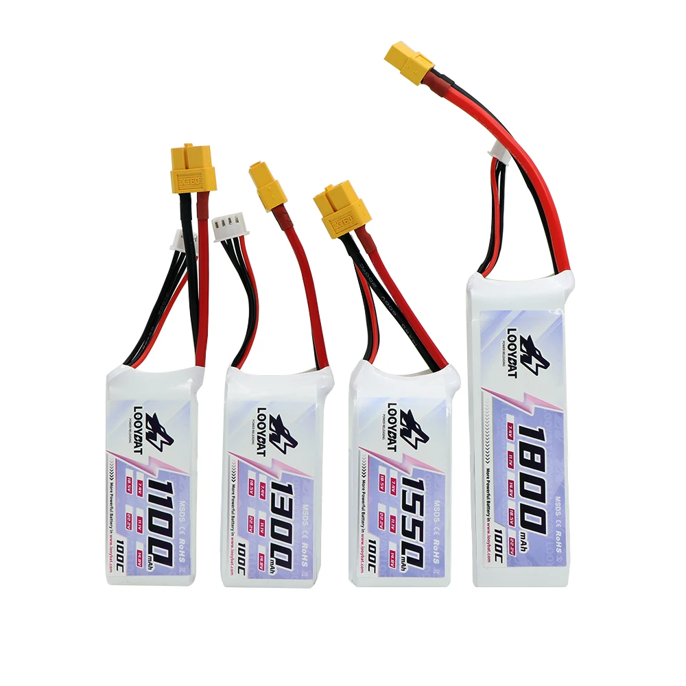 LOOYBAT 2S 7.4V 6S 22.2V 1300mAh 120C Max Discharge Graphene LCO Lithium Battery For RC FPV Racing Drone RC Lipo Battery Pack