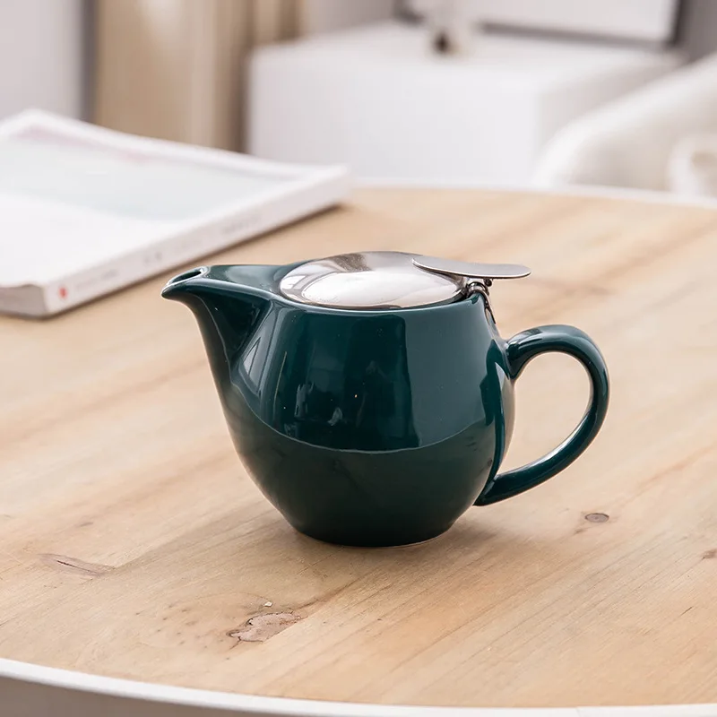 380ml Small Ceramic Tea Pot With Stainless Steel Infuser For Loose Leaf Blooming Teapot