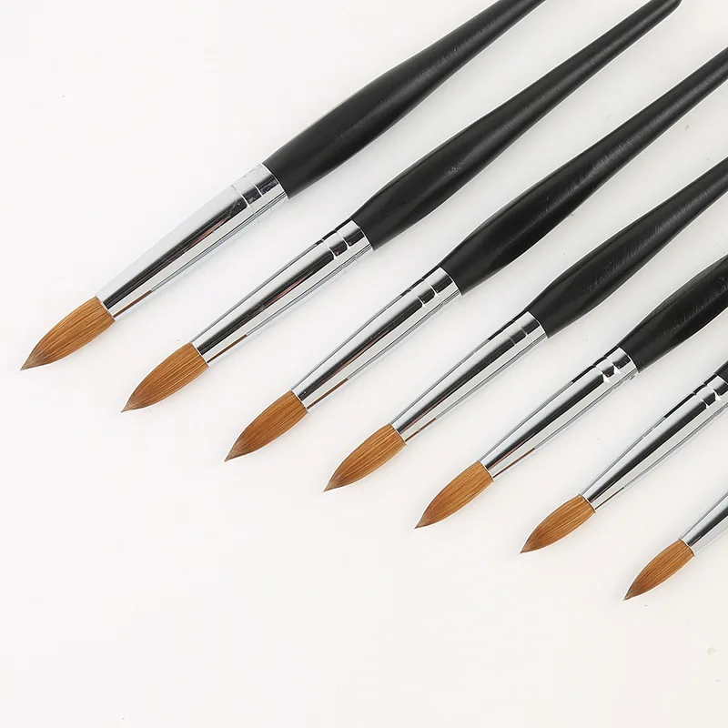 Кисть для маникюра круглая 100%, колинский собол, акриловая щетка для ногтей с деревянной ручкой