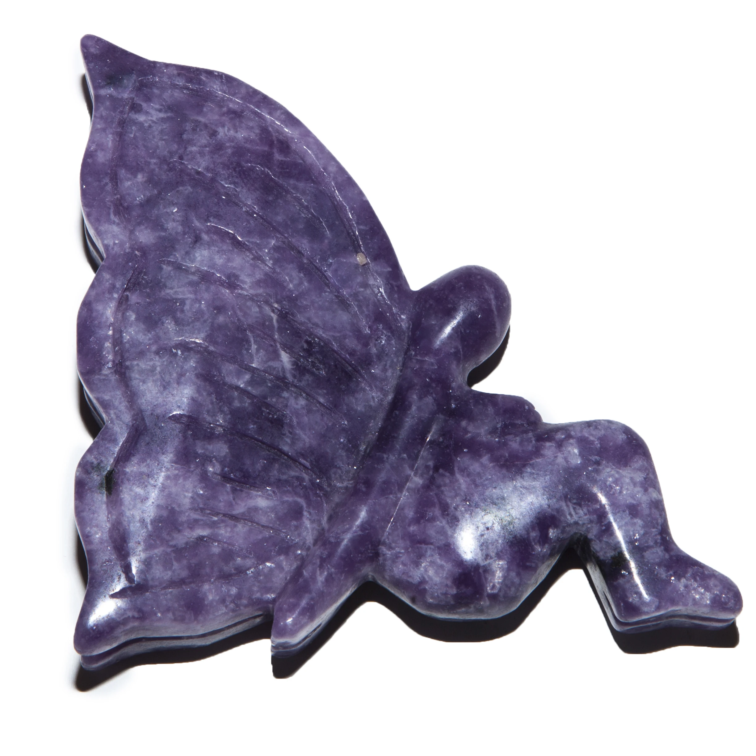 Hand Carved Natural Rainbow Fluorite rose Quartz Crystal Fairy With Butterfly Wings