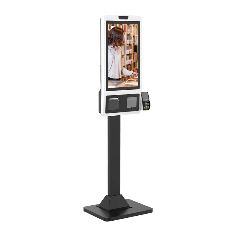 21.5 inch self service order payment touch screen kiosk self pay machine barcode scanner kiosk for chain store / restaurant