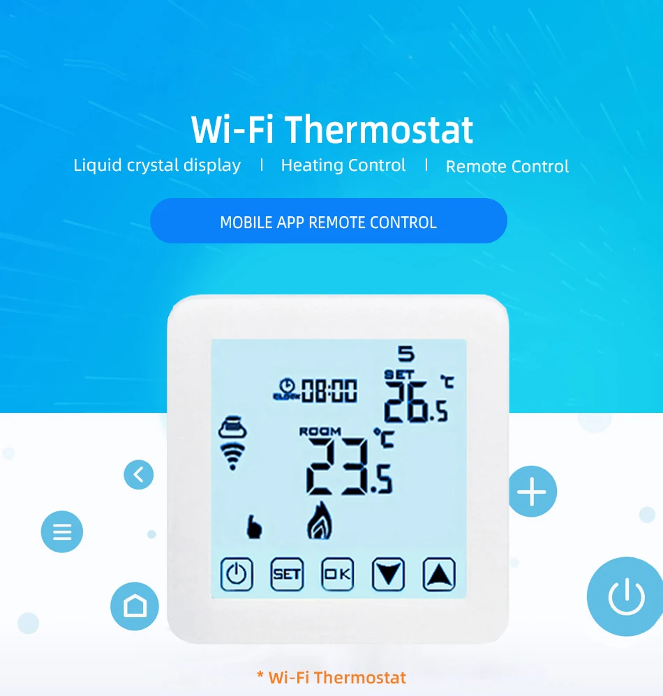 Touch Screen 7 Days Programmable WIFI Thermostat with Ios and Android APP