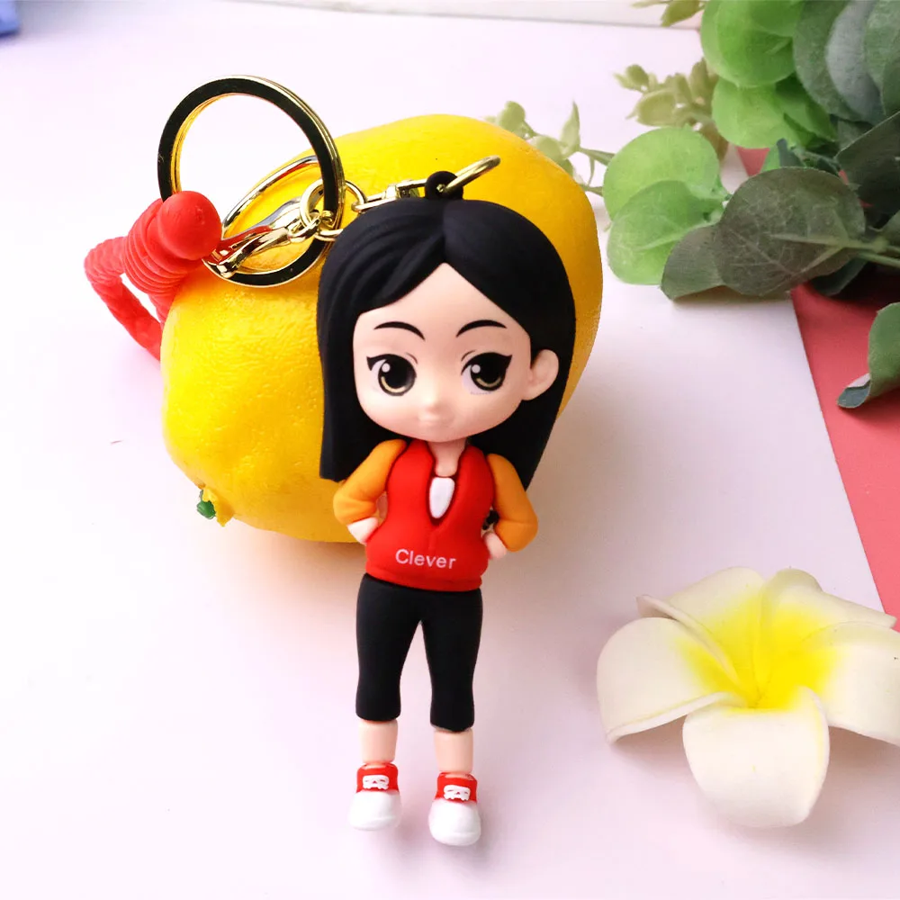 Girl Princess Keychain Cute anime keychain, Fairy tale lady purse handbag decoration bag 3D keychain