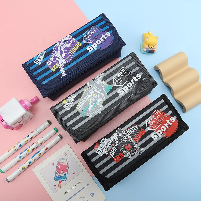 China Hot Sale Large Capacity Portable And Cute Kids School Pencil Cases canvas Pencil Bags In Bulk for children