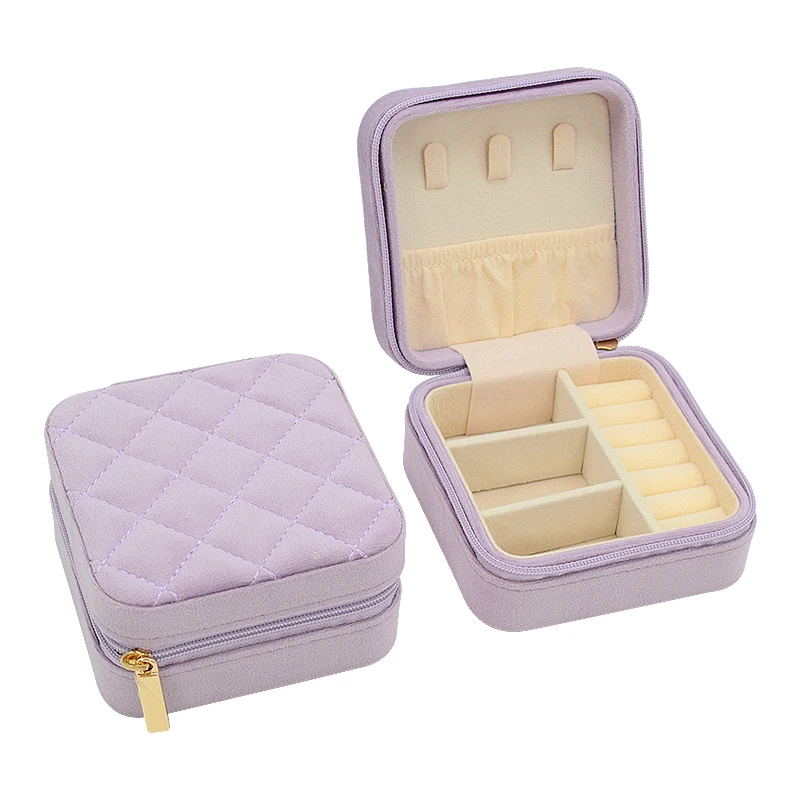 Бархатная Роскошная шкатулка для хранения ювелирных изделий на молнии