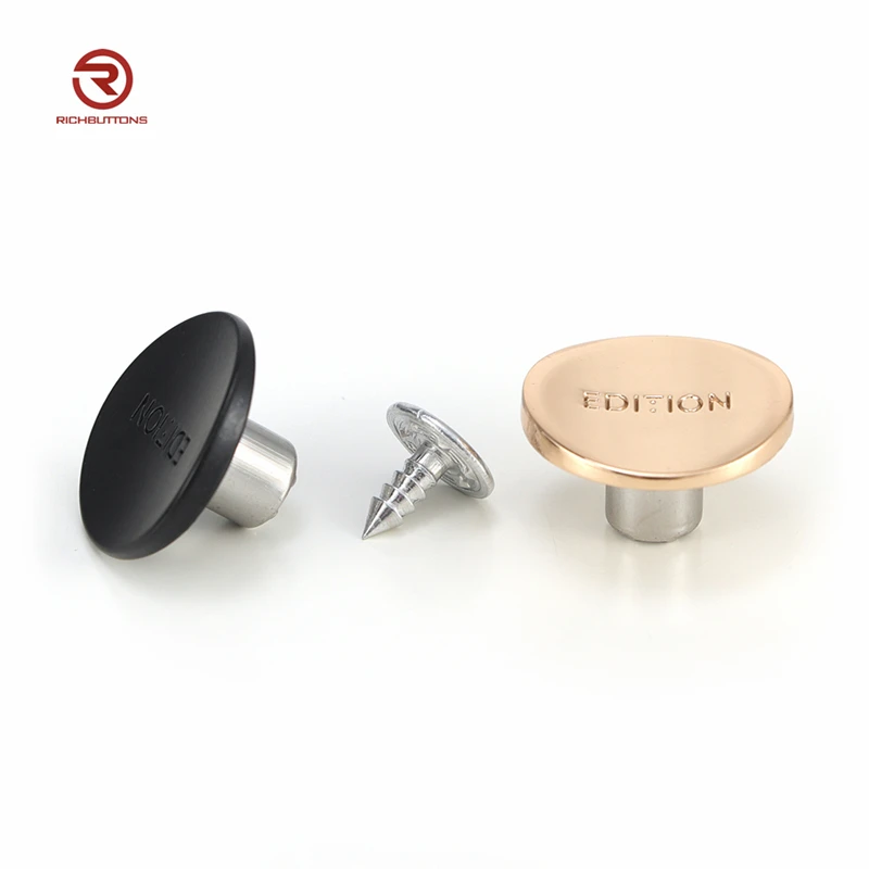 Factory Screw Embossed Denim Clothing Button Rivets Zinc Alloy Logo Gold Metal Custom Jeans Button