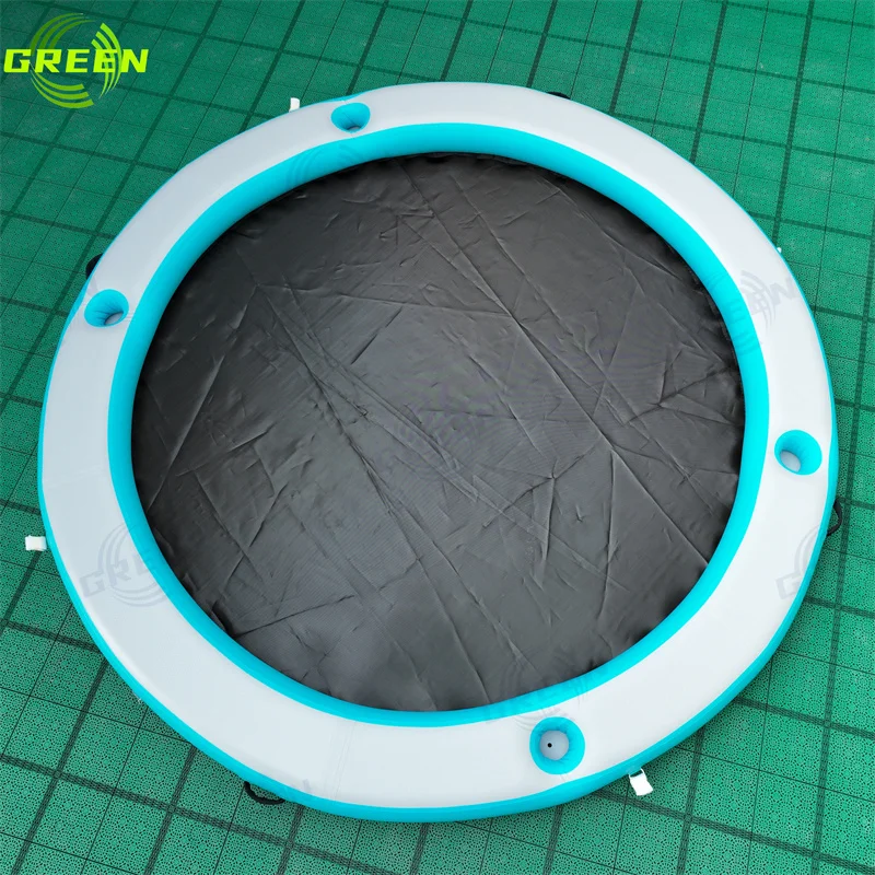 Green inflatable water circular floating water hammock striped float large circle square pool float water hammock