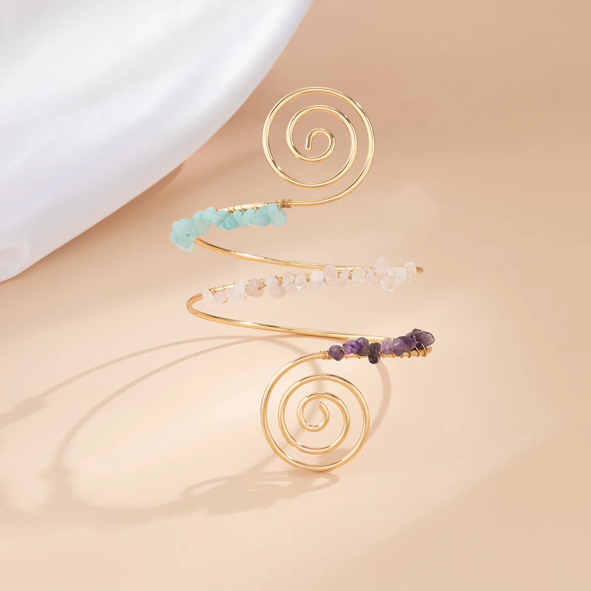 Fashion Spiral Shape Upper Arm Cuff Bangle Bohemian Upper Arm Bracelet Arm Cuff Chain Gold Plated Armlet Cuff Bracelet