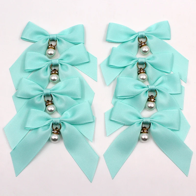 Factory custom 2cm Blue ribbed lead knot with tail hanging drill wrap waist polyester ribbon bow