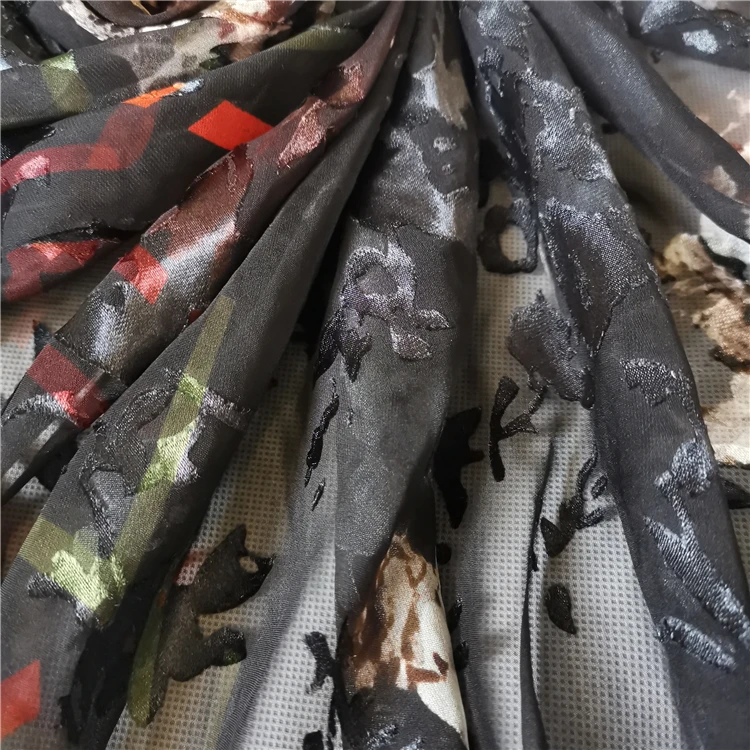 
Italian Burnout Silk Fabric Silk Viscose Blend Fabric Viscose Silk Fabric 