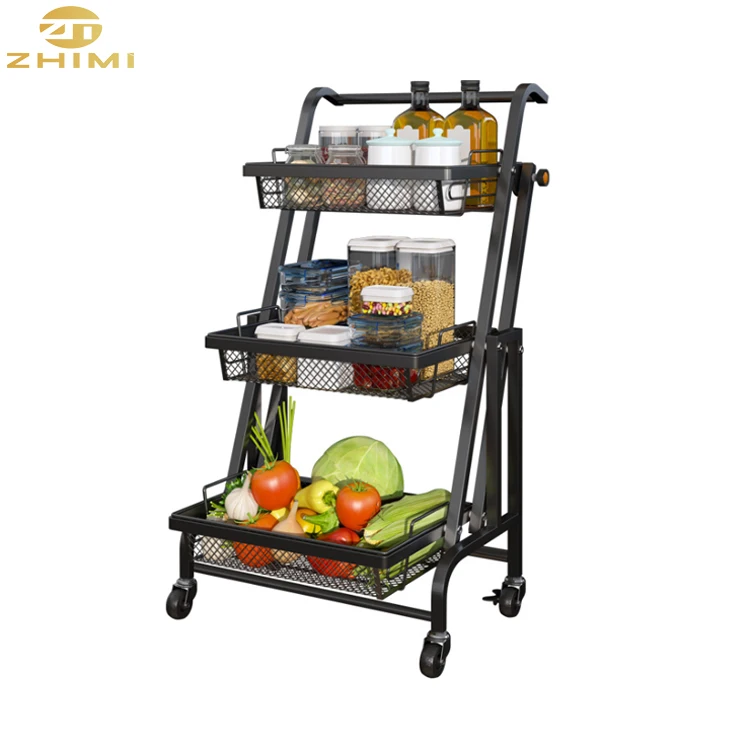 Металлическая проволока кухонная полка предприятий общественного питания остров to Cart 3 слоя складной автомобиль Автомобильный тележка стеклянная Органайзер