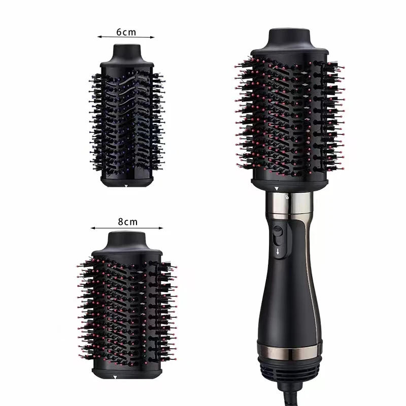 Komex 2 In 1 Interchangeable Hot Air Brush One Step Hair Dryer Volumizer Hair Dryer Brush Styler Hot Air Brush for Women