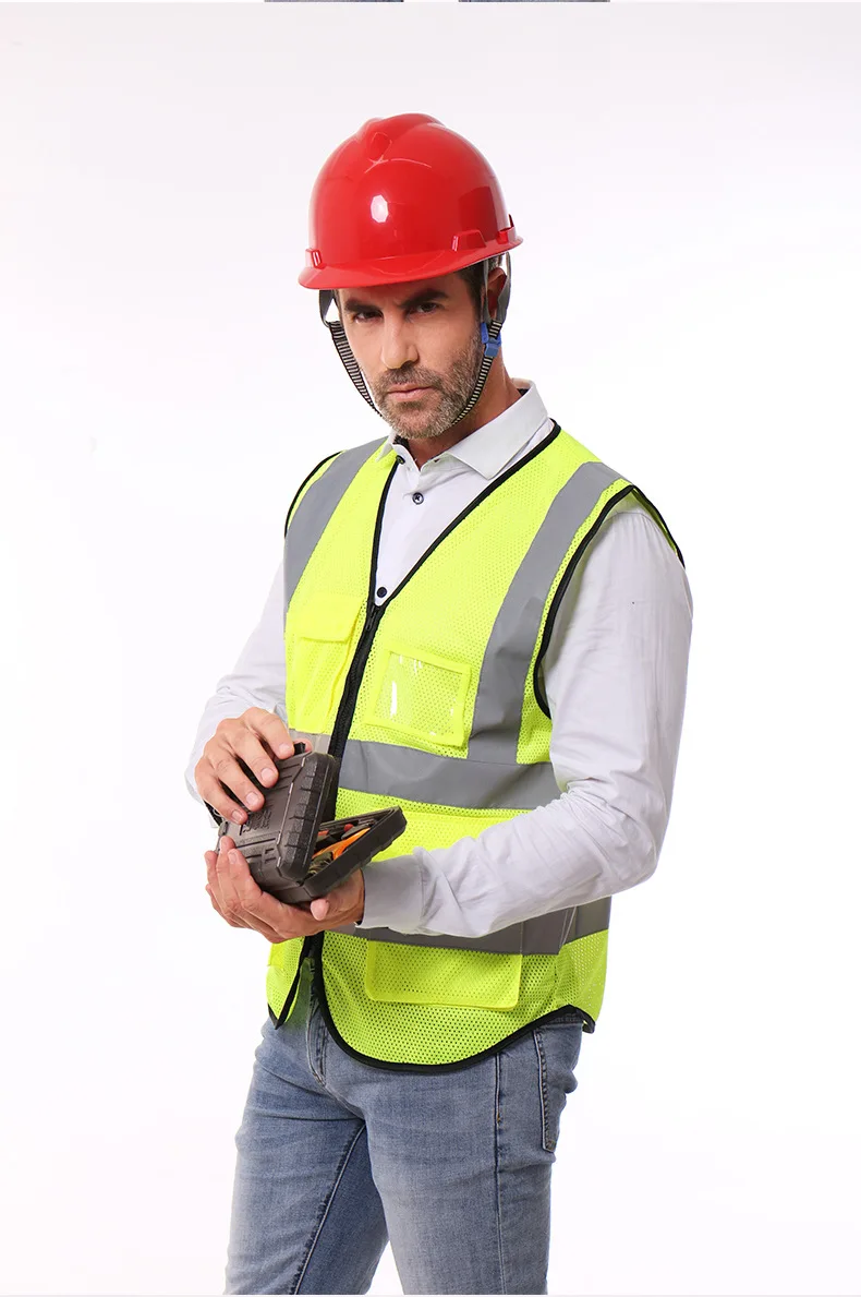 Customizable Plus Size Construction Vest Mesh Transportation Hi Vis Fluorescent Reflective Safety Clothing Workwear Logo Made