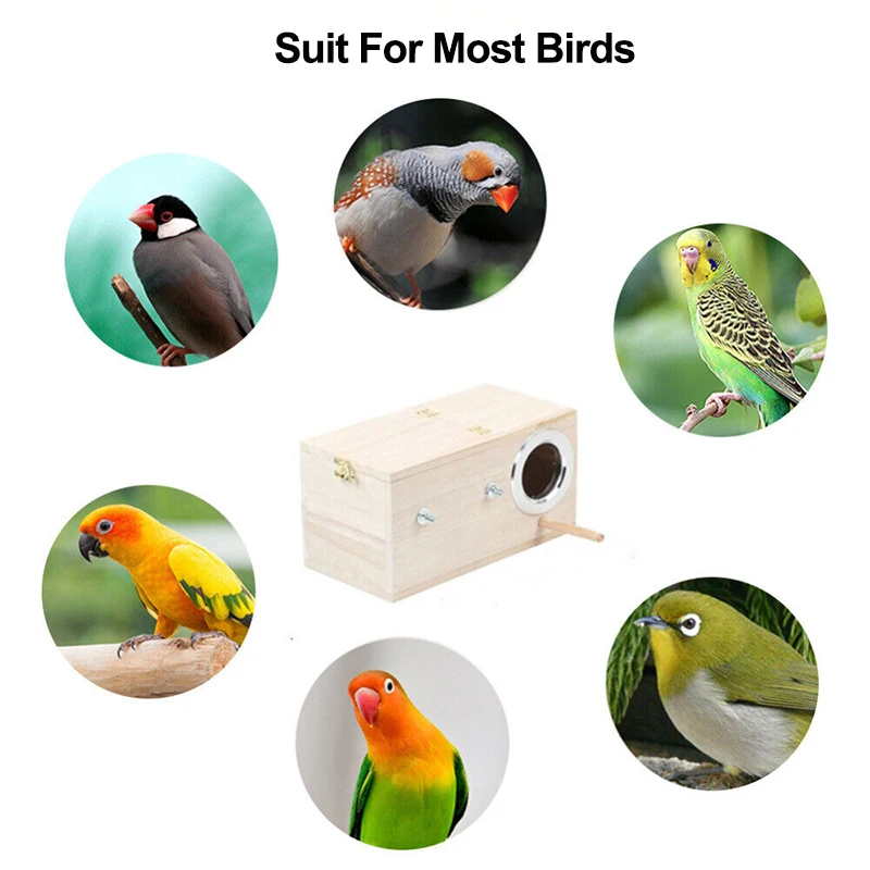 4 Sizes Outdoor Wood Bird Aviary Finch Nest Parakeet Nesting Box for Birds House Cage Lovebirds